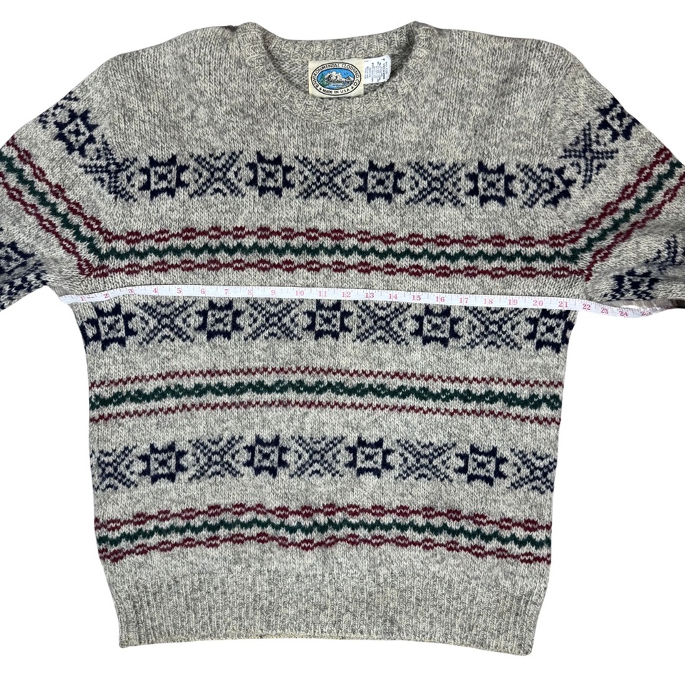 Vintage Grandpa Sweater Medium Wool Nylon Made in U.S.A. Holiday VTG Warm - Picture 5 of 6